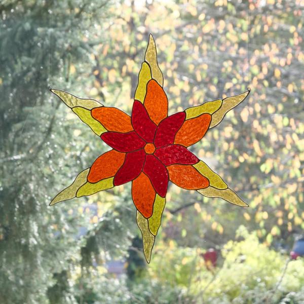 Glass star 25.2 red-orange Cathedral Glass XXL