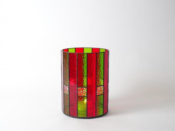 Candle Holder CHALET green red cathedral, 16 x 21cm