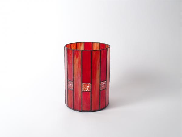 Candle Holder CHALET red streaky opalescent, 6 x 8"