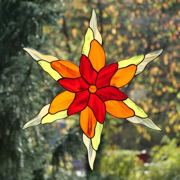 Glass star 25.2 red-orange Cathedral Glass XXL