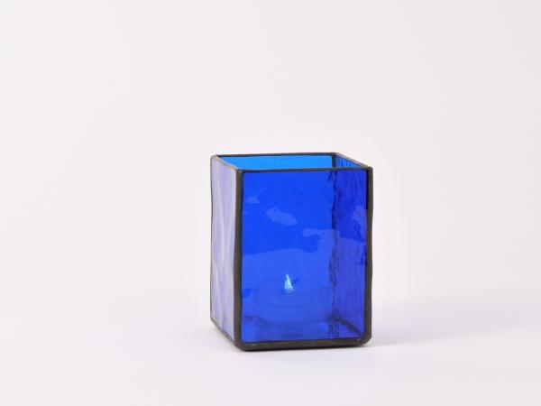 Windlicht AMBIENTE kobaltblau 7,5x7,5x10cm