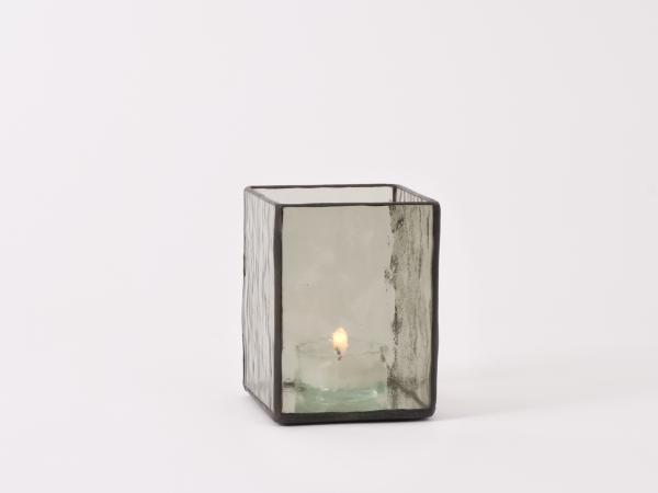 Windlicht AMBIENTE warm grau 7,5x7,5x10cm