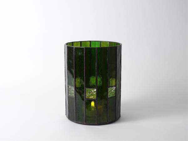 Candle Holder CHALET dark green with amber, 16 x 21cm