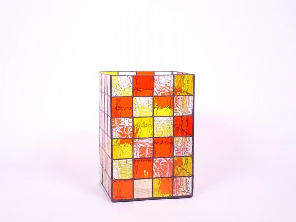 Kerzenleuchter Quadro gelb orange, ca. 16x16x24cm