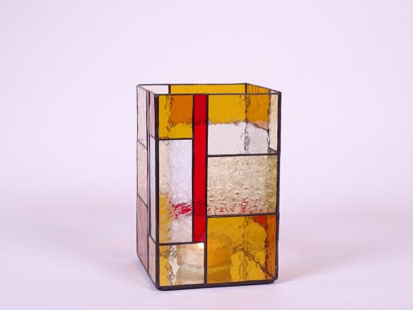 Kerzenleuchter Kathedral amber rot, ca. 14x14x22cm