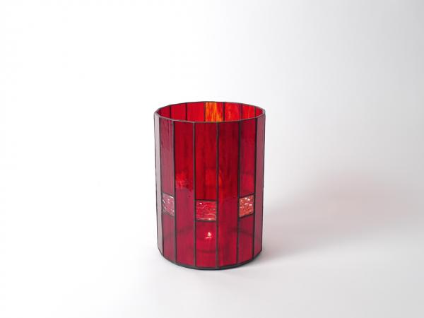 Candle Holder CHALET red streaky, 16 x 21cm