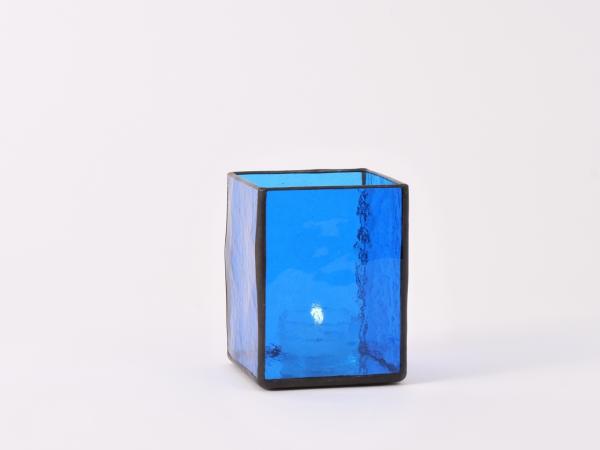 Windlicht AMBIENTE blau 7,5x7,5x10cm